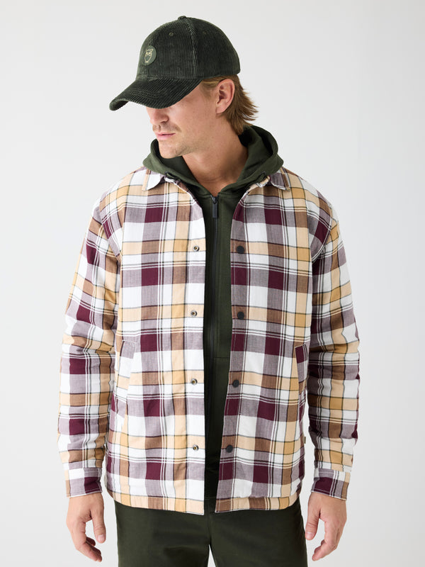 KnowledgeCotton Apparel - MEN Organic Cotton Padded Overshirt OCS Overshirts 7025 Red check