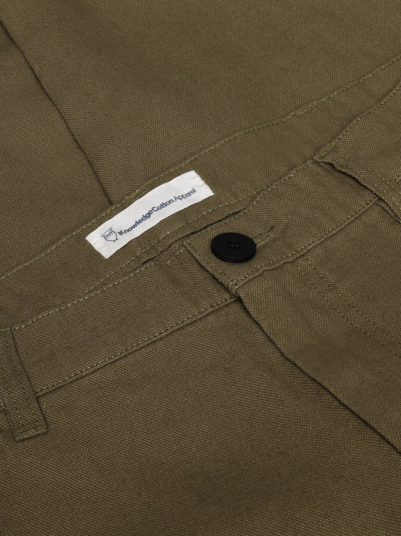 KnowledgeCotton Apparel - MEN Organic Cotton Tim Canvas Pants GOTS Pants 1068 Burned Olive