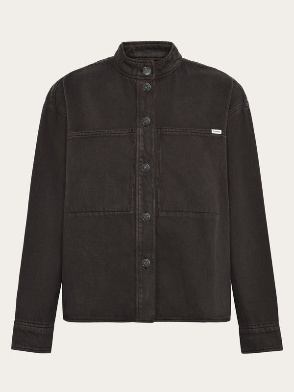 KnowledgeCotton Apparel - WMN Organic Cotton Twill Overshirt GOTS Overshirts 1487 Chocolate Torte