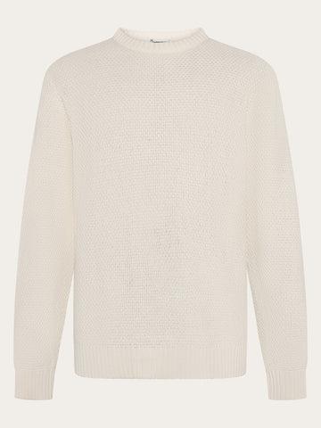 KnowledgeCotton Apparel - MEN Organic Cotton crew neck knit - GOTS/Vegan Knits 1387 Egret