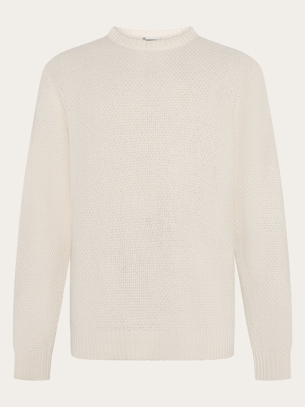 KnowledgeCotton Apparel - MEN Organic Cotton crew neck knit - GOTS/Vegan Knits 1387 Egret