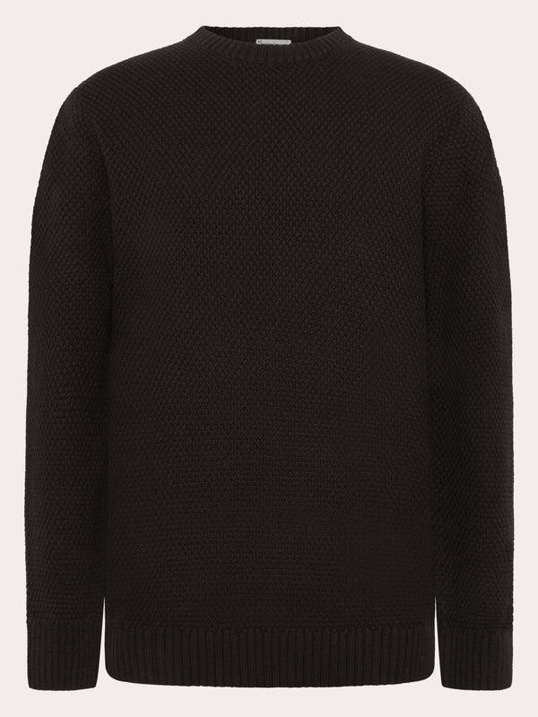 KnowledgeCotton Apparel - MEN Organic Cotton crew neck knit - GOTS/Vegan Knits 1487 Chocolate Torte