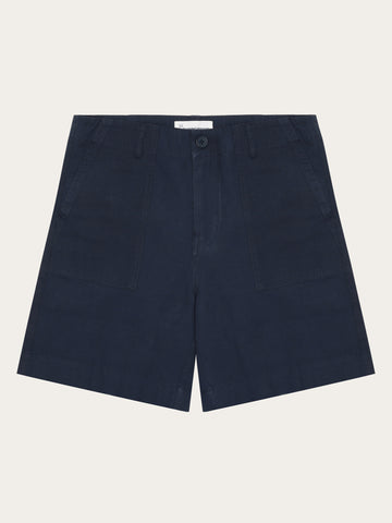 KnowledgeCotton Apparel - WMN POSEY mid-rise wide slub yarn shorts - GOTS/Vegan Shorts 1001 Total Eclipse