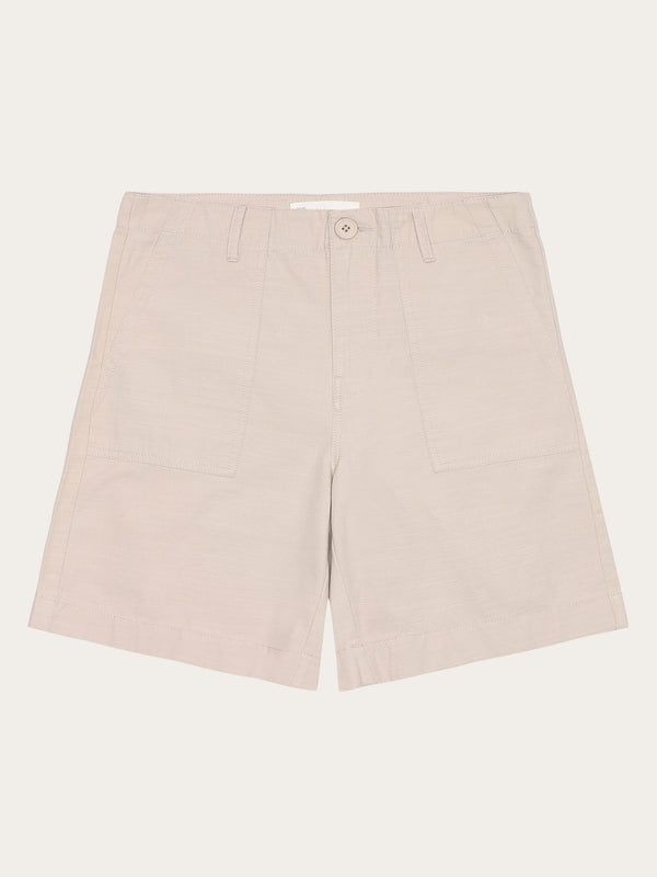 KnowledgeCotton Apparel - WMN POSEY mid-rise wide slub yarn shorts - GOTS/Vegan Shorts 1228 Light feather gray