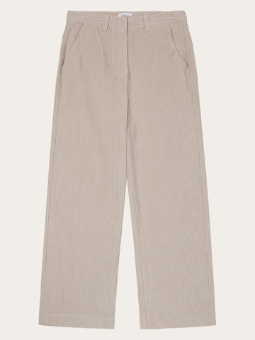 KnowledgeCotton Apparel - WMN POSEY wide high-rise irregular corduroy pant - GOTS/Vegan Pants 1228 Light feather gray