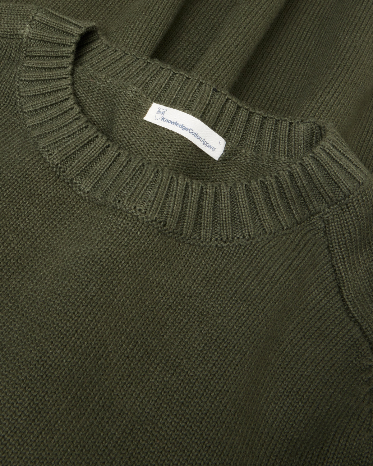 KnowledgeCotton Apparel - MEN Plain knitted crew neck Knits 1090 Forest Night