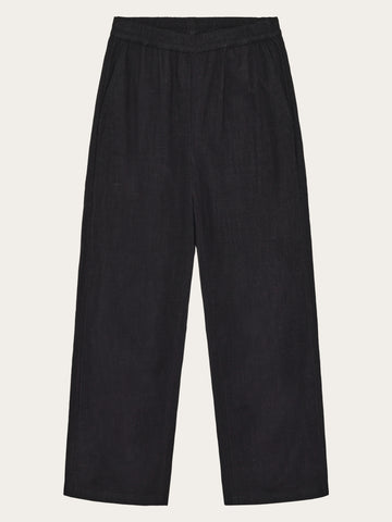 KnowledgeCotton Apparel - WMN Posey wide linen-mix pants Pants 1300 Black Jet