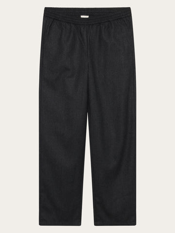 KnowledgeCotton Apparel - WMN Posey wide wool pants Pants 1073 Dark Grey Melange