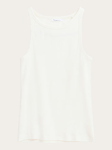 KnowledgeCotton Apparel - WMN Racer rib top T-shirts 1007 Star White