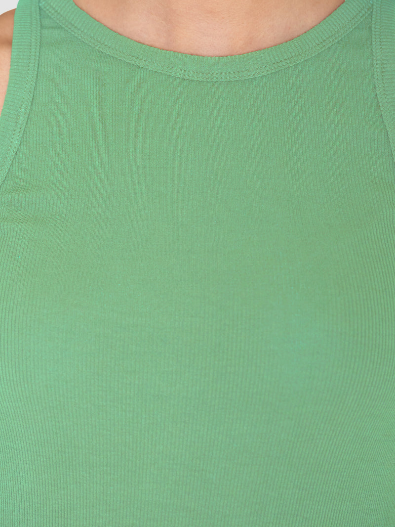 KnowledgeCotton Apparel - WMN Racer rib top T-shirts 1454 Shale Green