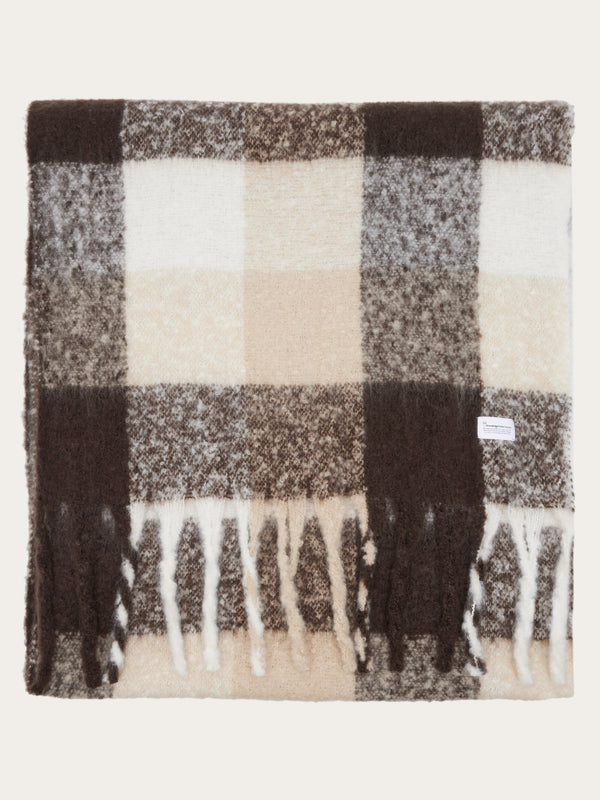 KnowledgeCotton Apparel - UNI Recycled Polyester Scarf GRS Scarfs 7007 Brown check