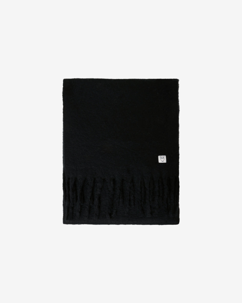 KnowledgeCotton Apparel - UNI Recycled fringe scarf Scarfs 1300 Black Jet