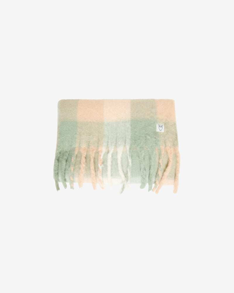 KnowledgeCotton Apparel - UNI Recycled fringe scarf Scarfs 7010 Light green Check