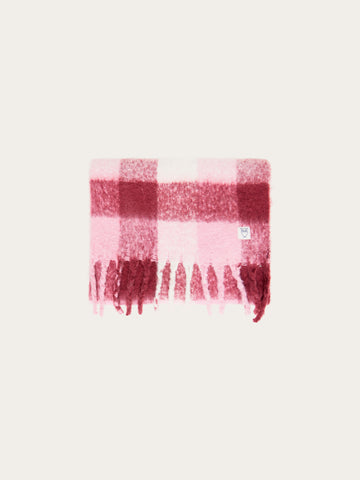 KnowledgeCotton Apparel - UNI Recycled fringe scarf Scarfs 7011 Red check
