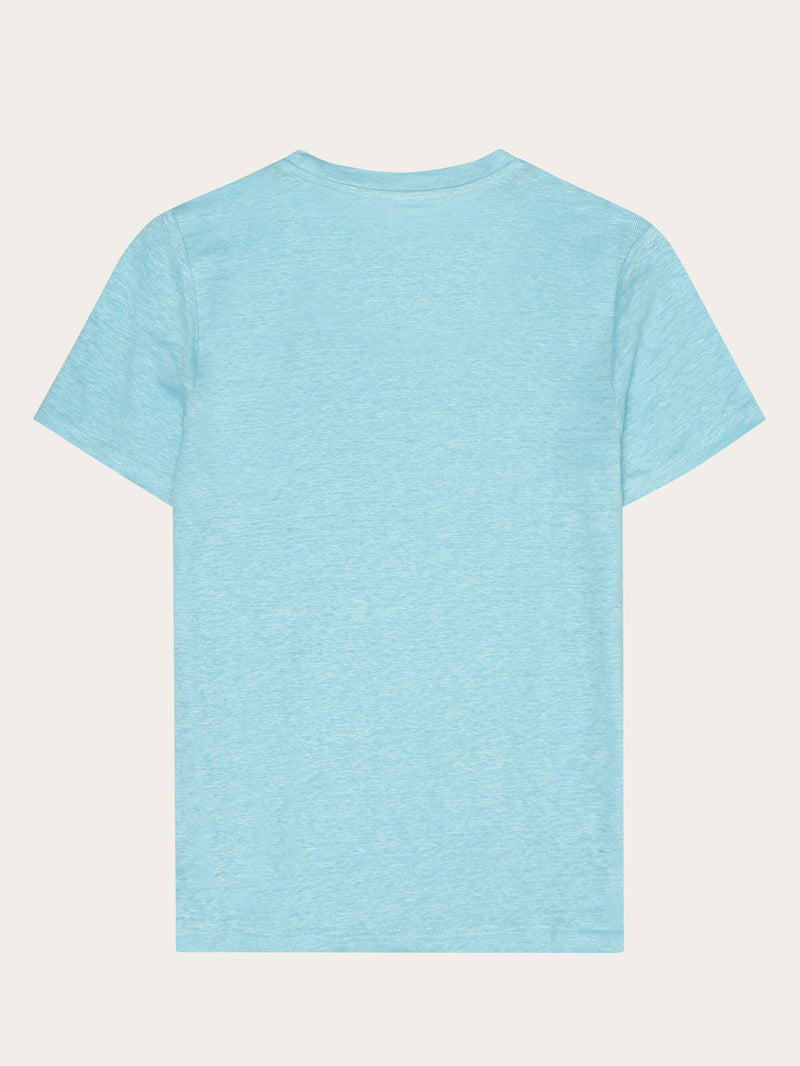 KnowledgeCotton Apparel - WMN Reg linen t-shirt T-shirts 1480 Aqua-Esque