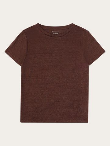 KnowledgeCotton Apparel - WMN Reg linen t-shirt T-shirts 1489 Shaved Chocolate