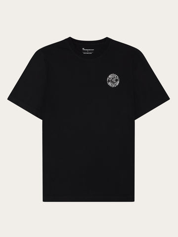 KnowledgeCotton Apparel - MEN Regenerative Organic Cotton Chest Embroidery T-Shirt GOTS T-shirts 1300 Black Jet