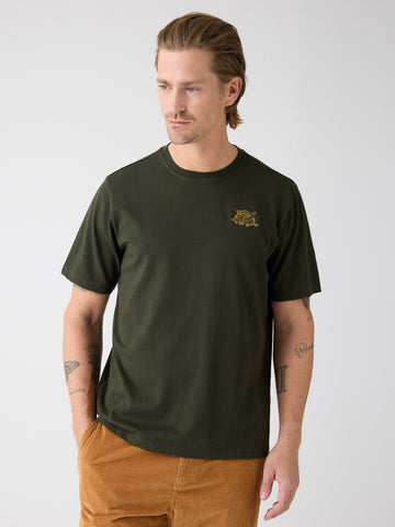 KnowledgeCotton Apparel - MEN Regenerative Organic Cotton Chest Embroidery T-Shirt GOTS T-shirts 1090 Forrest Night