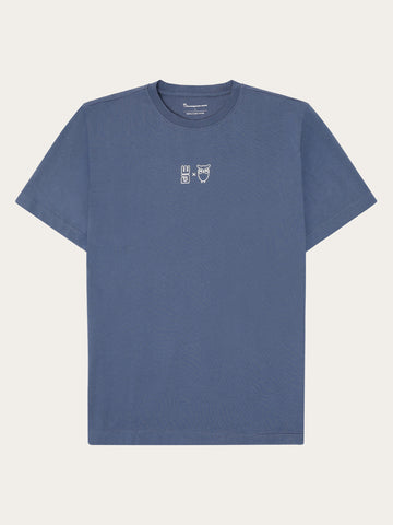 KnowledgeCotton Apparel - MEN Regenerative Organic Cotton Chest Printed T-Shirt Water Is Life GOTS/Vegan T-shirts 1226 Vintage Indigo