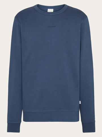 KnowledgeCotton Apparel - MEN Regenerative Organic Cotton Embroidery Crew Neck GOTS/Vegan Sweats 1226 Vintage Indigo