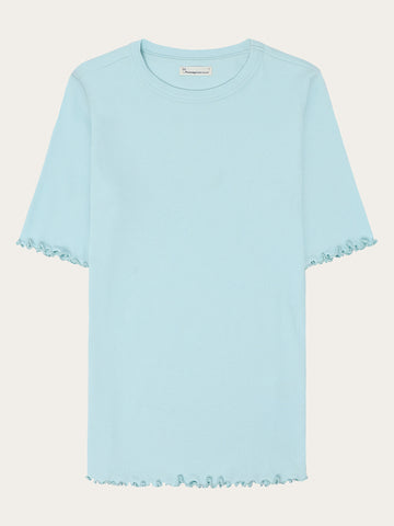 KnowledgeCotton Apparel - WMN Regenerative Organic Cotton Rib T-Shirt GOTS/Vegan T-shirts 1480 Aqua-Esque