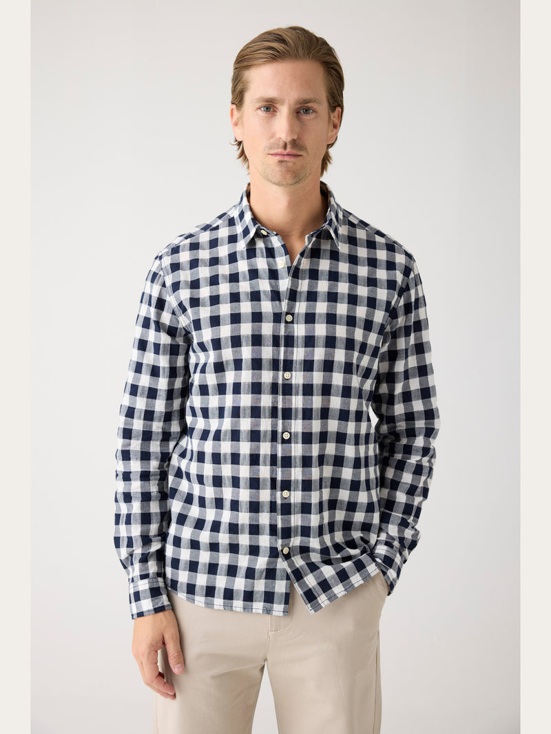 KnowledgeCotton Apparel - MEN Regular checked shirt - GOTS/Vegan Shirts 7021 blue check