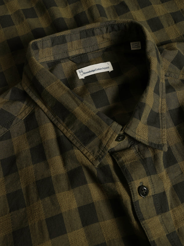 KnowledgeCotton Apparel - MEN Regular checked shirt - GOTS/Vegan Shirts 7023 Green check