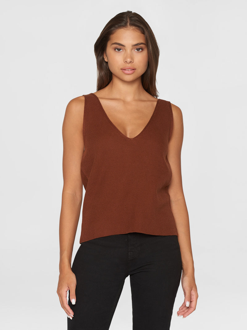 KnowledgeCotton Apparel - WMN Regular cotton racking stich top - GOTS/Vegan T-shirts 1441 Tiramisu