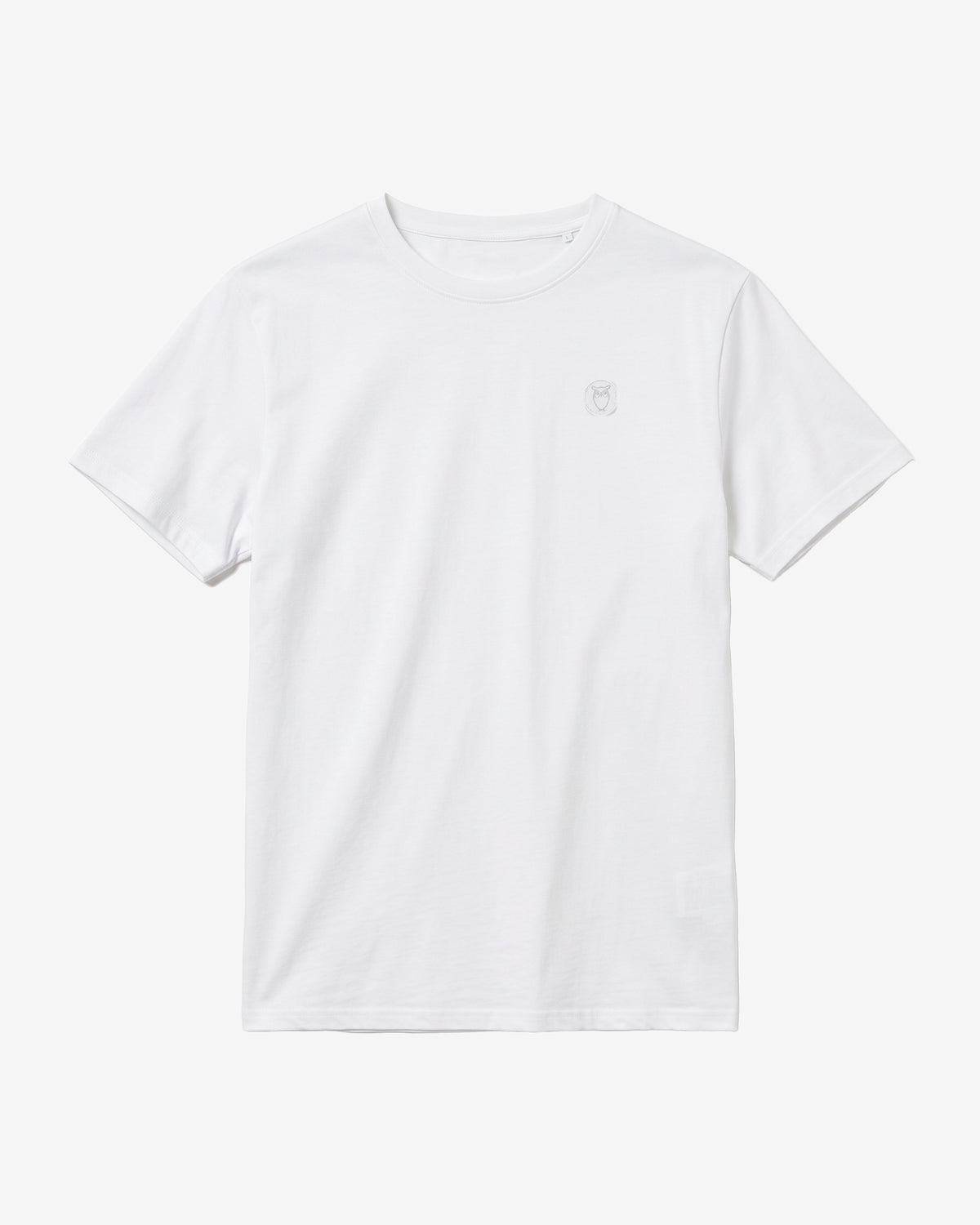 KnowledgeCotton Apparel - MEN Regular fit Badge t-shirt T-shirts 1010 Bright White