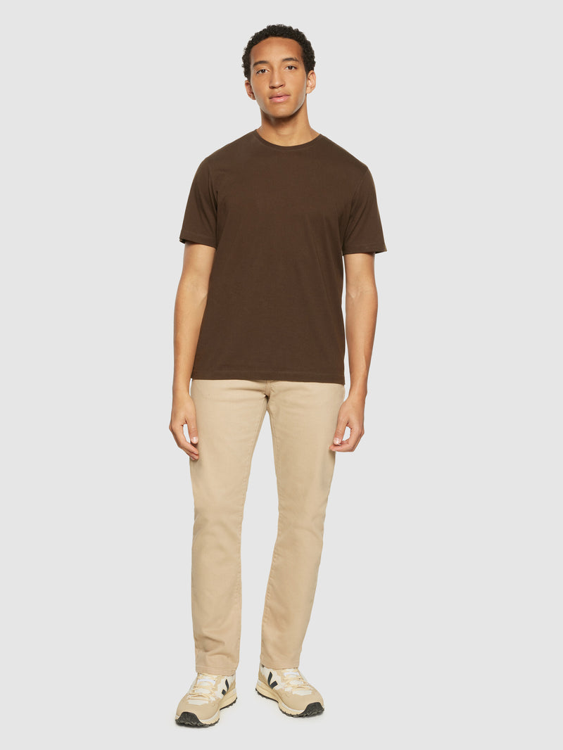 KnowledgeCotton Apparel - MEN Regular fit Basic tee T-shirts 1243 Demitasse (brown)