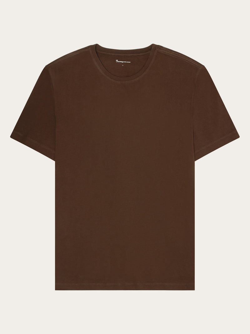 KnowledgeCotton Apparel - MEN Regular fit Basic tee T-shirts 1243 Demitasse (brown)