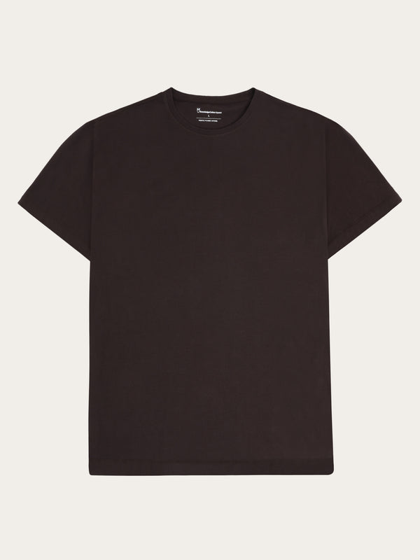 KnowledgeCotton Apparel - MEN Regular fit Basic tee T-shirts 1487 Chocolate Torte