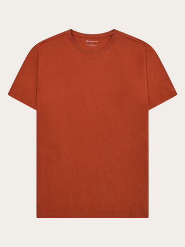 KnowledgeCotton Apparel - MEN Regular fit Basic tee T-shirts 1488 Burnt Brick