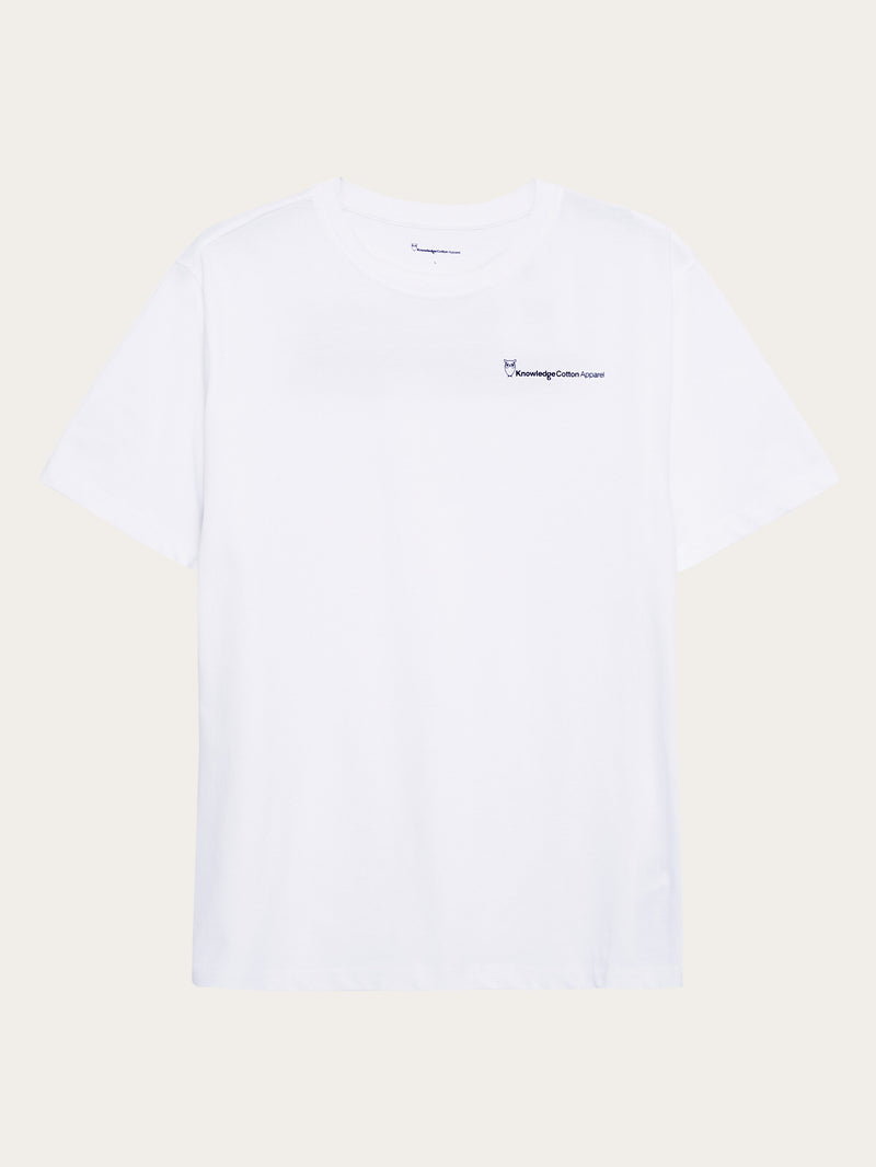KnowledgeCotton Apparel - MEN Regular fit Knowledge back print t-shirt T-shirts 1010 Bright White