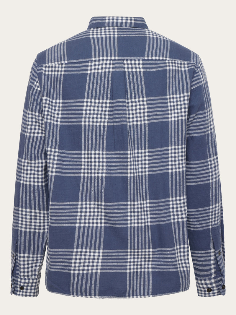 KnowledgeCotton Apparel - MEN Regular fit checkered shirt - GOTS/Vegan Shirts 7021 blue check
