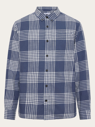 KnowledgeCotton Apparel - MEN Regular fit checkered shirt - GOTS/Vegan Shirts 7021 blue check