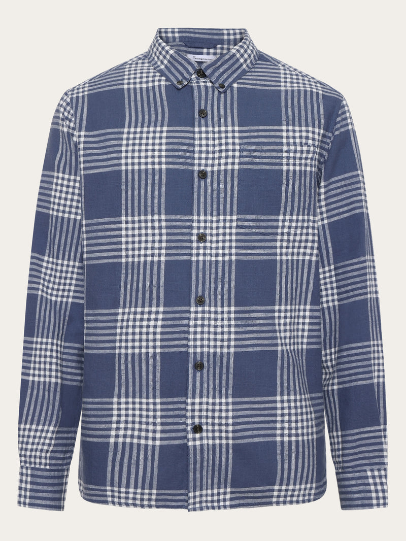 KnowledgeCotton Apparel - MEN Regular fit checkered shirt - GOTS/Vegan Shirts 7021 blue check