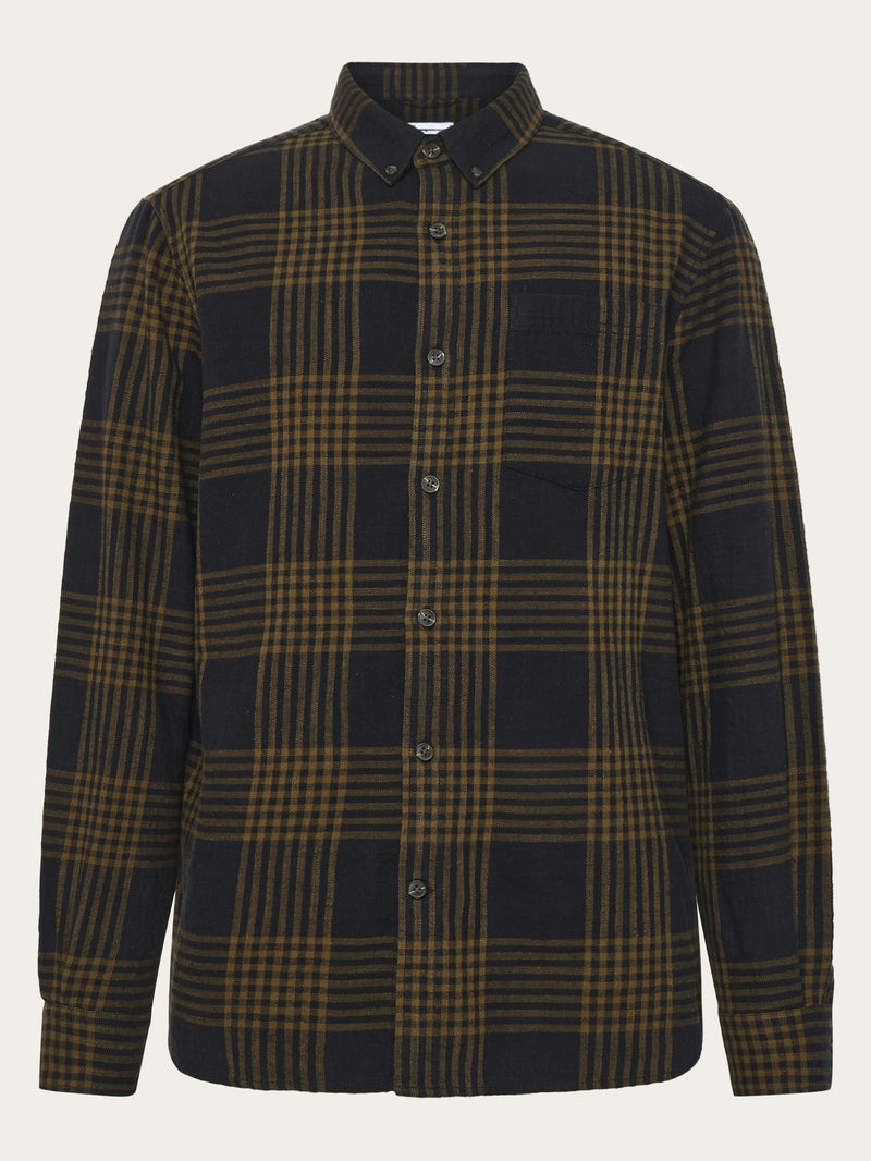 KnowledgeCotton Apparel - MEN Regular fit checkered shirt - GOTS/Vegan Shirts 7023 Green check