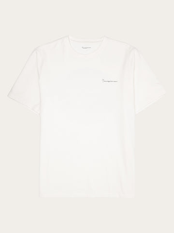 KnowledgeCotton Apparel - MEN Regular fit chill camp back print t-shirt - Regenerative Organic Certified® - GOTS/Vegan T-shirts 1387 Egret