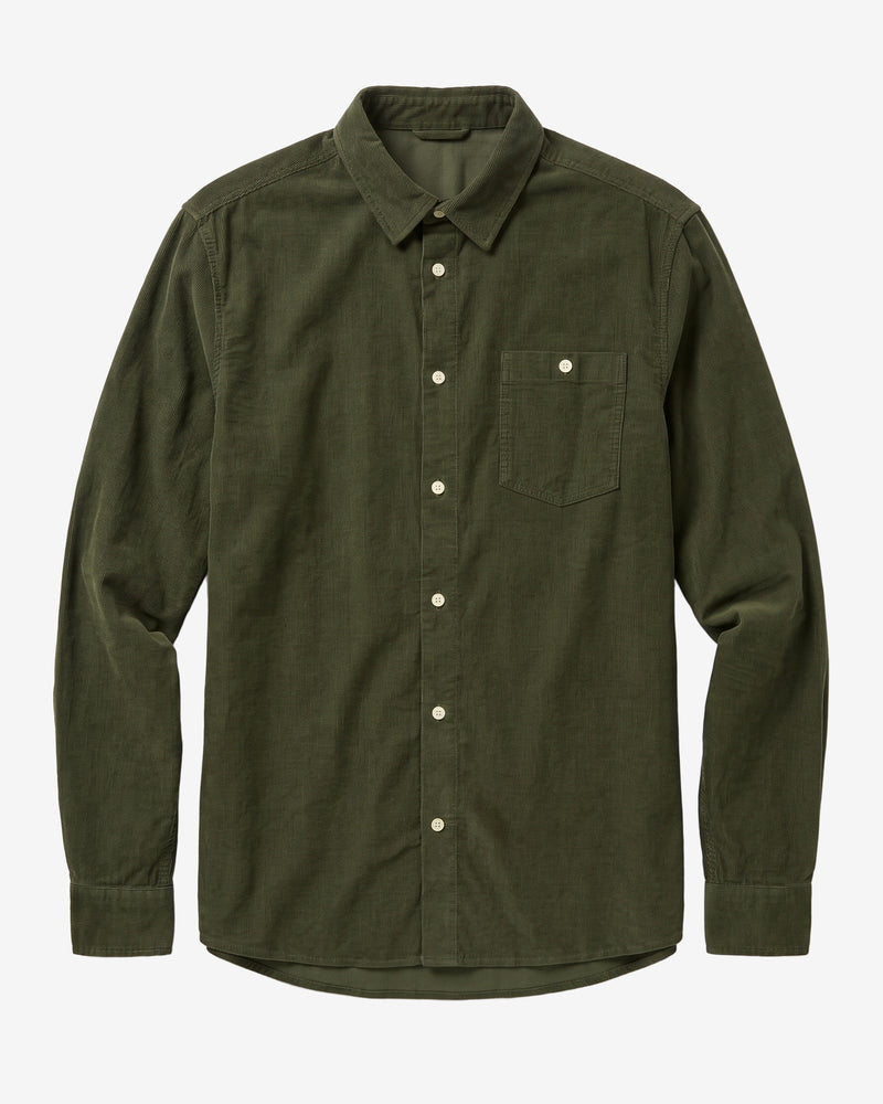 KnowledgeCotton Apparel - MEN Regular fit corduroy shirt Shirts 1090 Forest Night