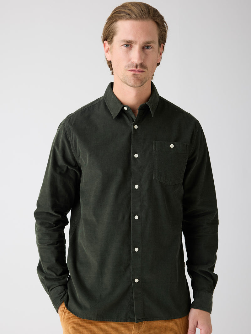 KnowledgeCotton Apparel - MEN Regular fit corduroy shirt Shirts 1090 Forrest Night