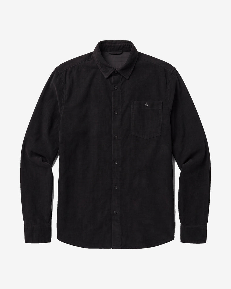 KnowledgeCotton Apparel - MEN Regular fit corduroy shirt Shirts 1300 Black Jet