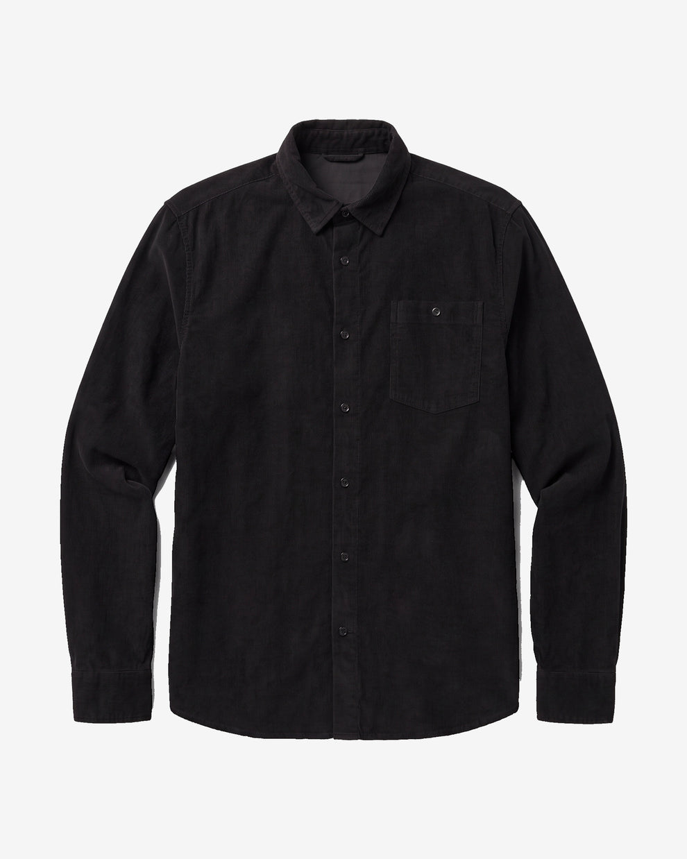 KnowledgeCotton Apparel - MEN Regular fit corduroy shirt Shirts 1300 Black Jet