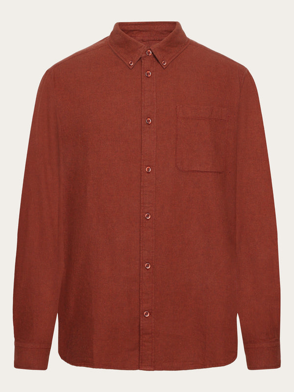 KnowledgeCotton Apparel - MEN Regular fit melangé flannel shirt Shirts 1478 Fired Brick