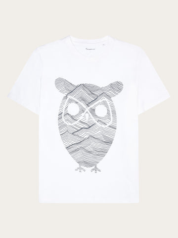 KnowledgeCotton Apparel - MEN Front print t-shirt T-shirts 1010 Bright White