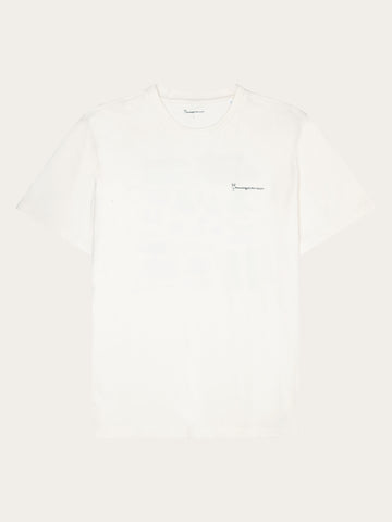 KnowledgeCotton Apparel - MEN Regular fit owl trip print t-shirt - Regenerative Organic Certified® - GOTS/Vegan T-shirts 1387 Egret