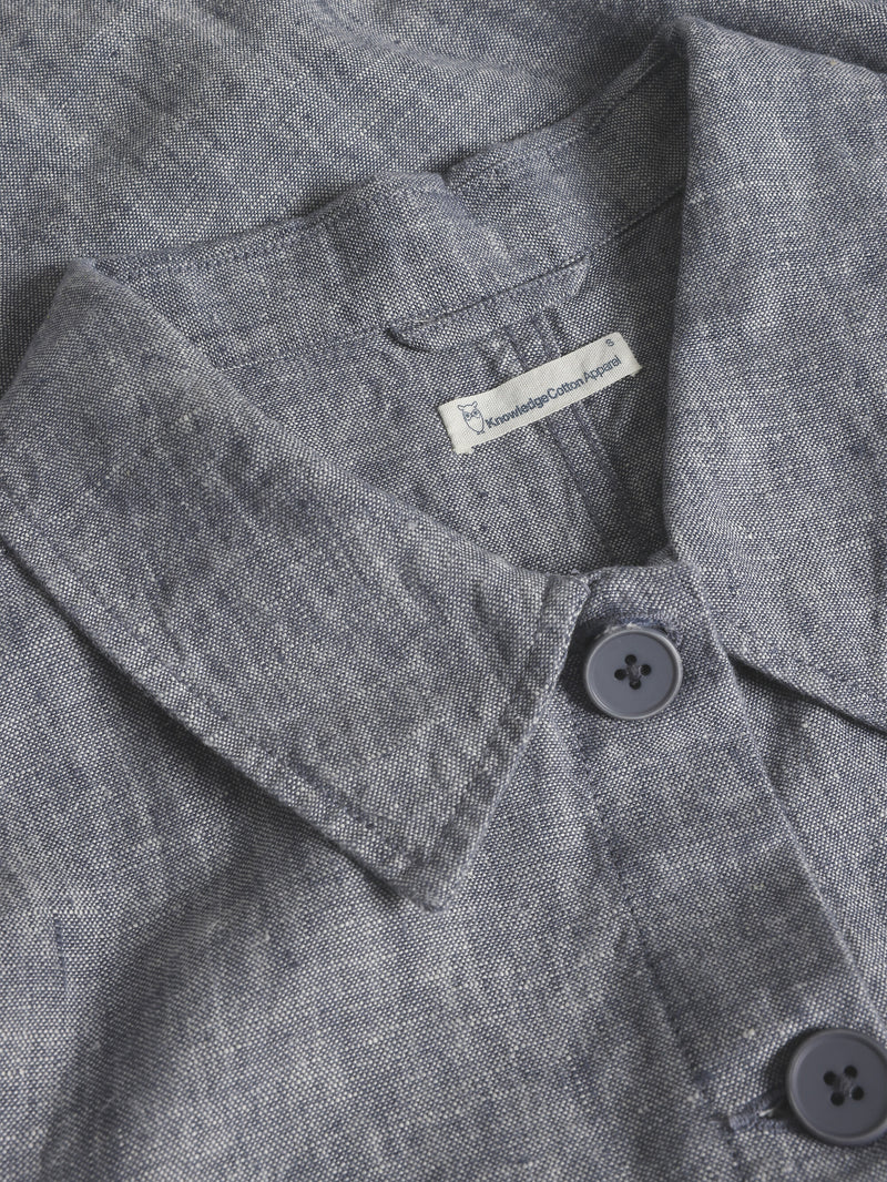 KnowledgeCotton Apparel - WMN Regular linen overshirt - GOTS/Vegan Overshirts 1226 Vintage Indigo