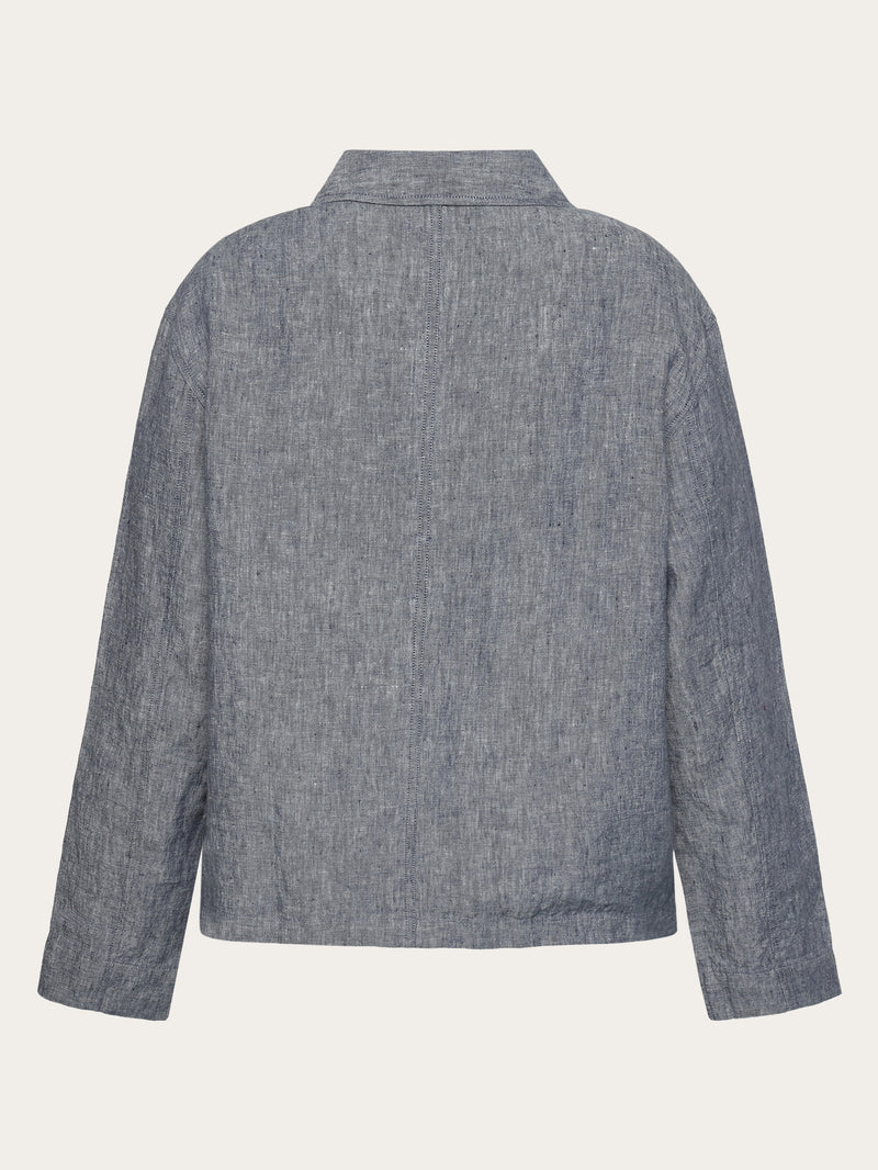 KnowledgeCotton Apparel - WMN Regular linen overshirt - GOTS/Vegan Overshirts 1226 Vintage Indigo