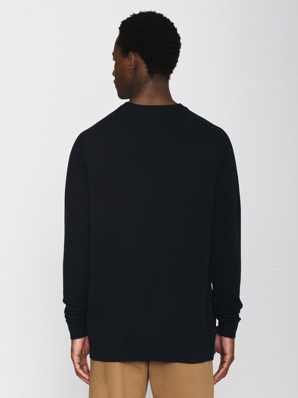 KnowledgeCotton Apparel - MEN Regular merino knit crew neck - RWS Knits 1001 Total Eclipse
