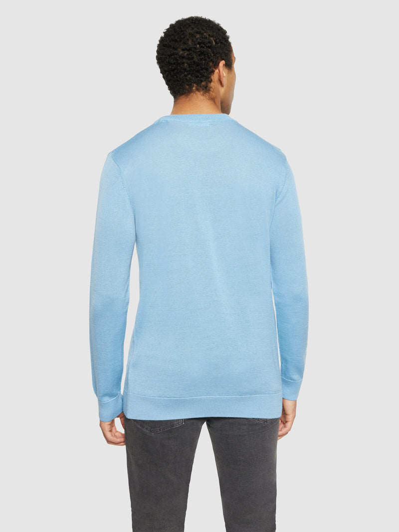 KnowledgeCotton Apparel - MEN Regular merino knit crew neck - RWS Knits 1463 Glacier Lake